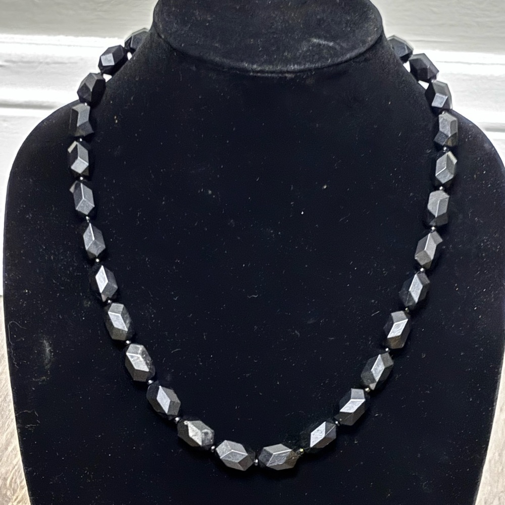 West Germany Elegant plastic Black Beaded Necklace very vintage